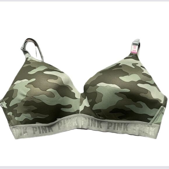 Victorias Secret Pink Wear Everywhere Wireless lightly lined Camouflage bra 36DD - Picture 1 of 10